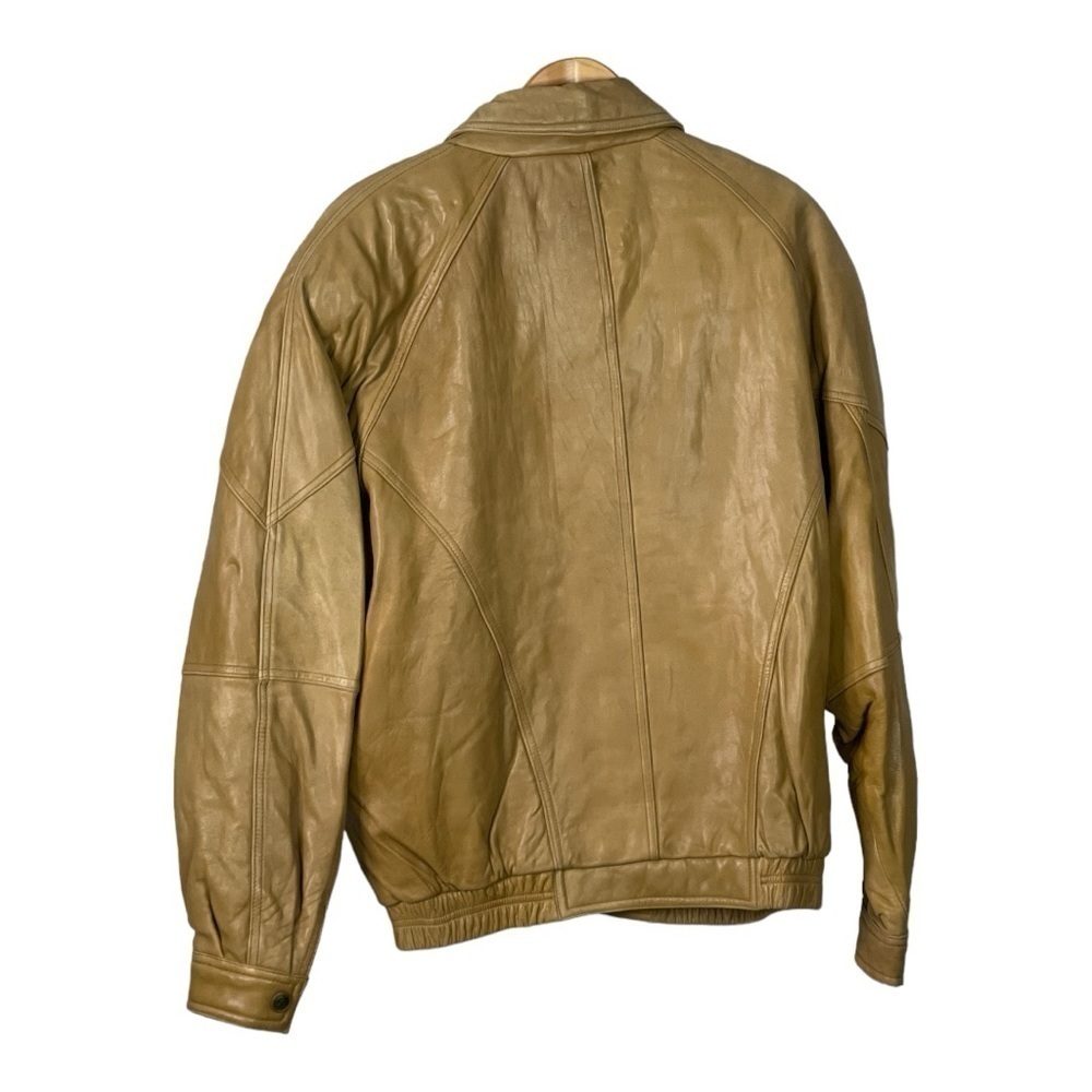 Vintage Bellavia Tan Leather Bomber Jacket - Picture 3 of 13